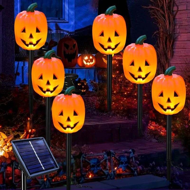 Halloween Solar Pumpkin Ground Plug Light Outdoor One-to-five Ghost Light LED Waterproof Atmosphere Garden Decoration Oasis Select