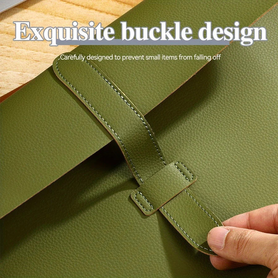 A4 Leather File Folder Document Organizer Bag With Snap Closure Office Supplies Storage Case For Papers Portable Produce Box Oasis Select
