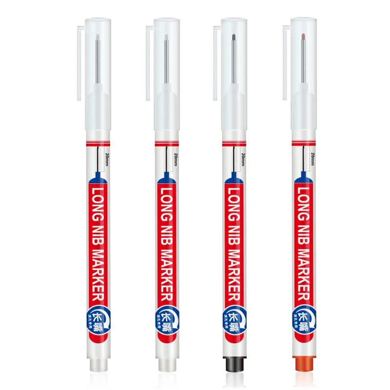 4PCS 20mm Deep Hole Long Nib Multi-Purpose Head Markers for Metal Perforating Pen Woodworking Decoration Art Supplies Oasis Select 2white 1black 1red