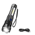 Super Bright LED Flashlight with Battery Display Rechargeable Light Telescopic Zoom Torch Lamp Outdoor Camping Fishing Lantern Oasis Select A76