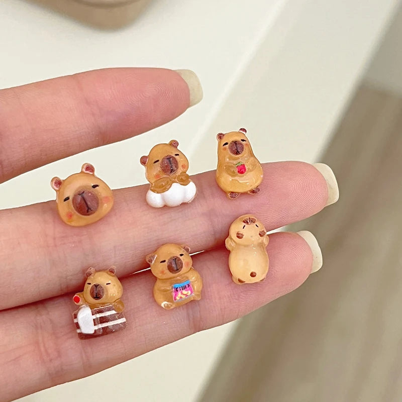 3/6/7pairs Capybara Cartoon Stud Earrings Mini Ear Studs Cute Earring Fashion All-match Earrings For Women Jewelry Accessories Oasis Select