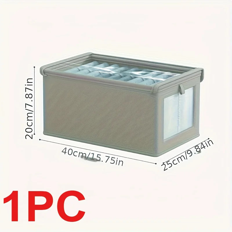 1PC Foldable Oxford Cloth Storage Box Dustproof Household Clothes Organizer with Transparent Window for Home Use Oasis Select gray small