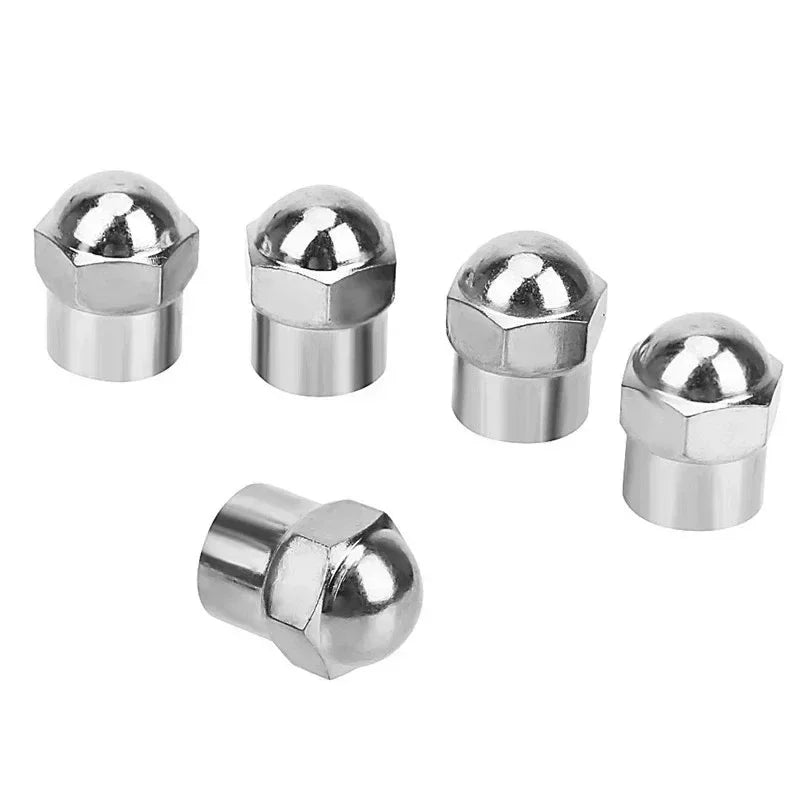 Car Tire Valve Caps 10/50pcs Round Head Chrome Plating Dust Proof Covers Cars Motorcycles Bike Tyre Styling Valve Cap Decoration Oasis Select