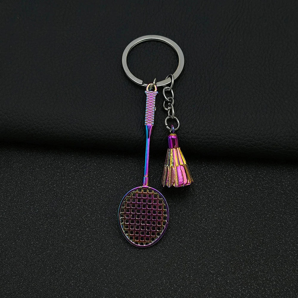 1PC Alloy Badminton Racket Keychain Sports Souvenir Pendant Car Bag Decoration Key Chain Home Decoraction Sport Style Oasis Select 05
