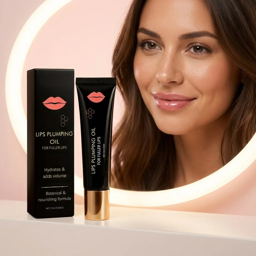 Moisturizing plumping lip oil lightweight hydrating texture gently nourishes lip without feeling sticky perfect daily lip care Oasis Select