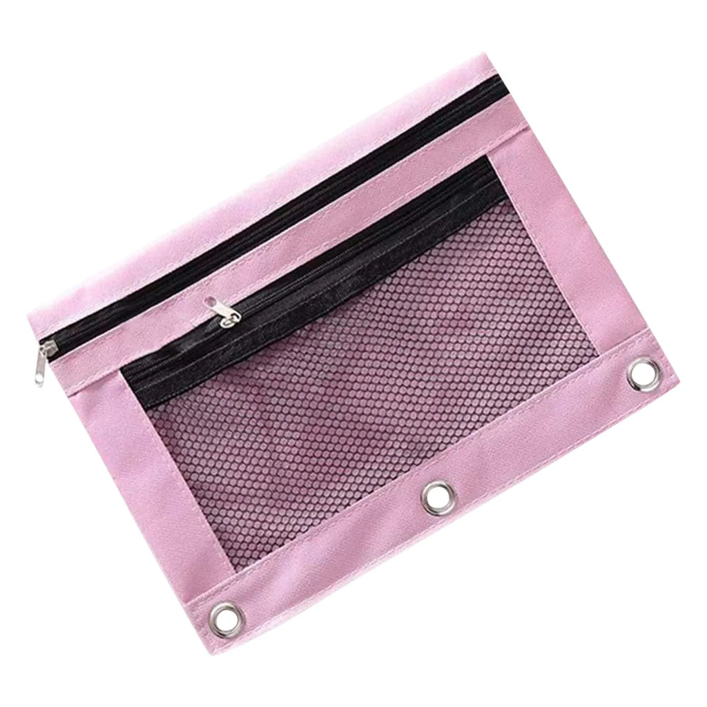 Colorful Double Layer canvas Cloth Zipper Paper File Folder Book Pencil Pen Case Bag File Document Bags Oasis Select Pale Pink