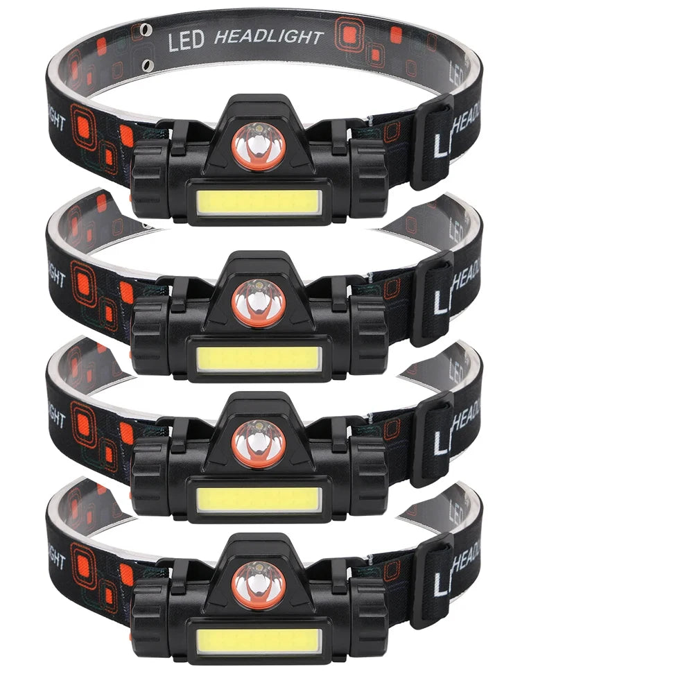 Rechargeable LED Headlamp – XPE COB Dual Light, Waterproof