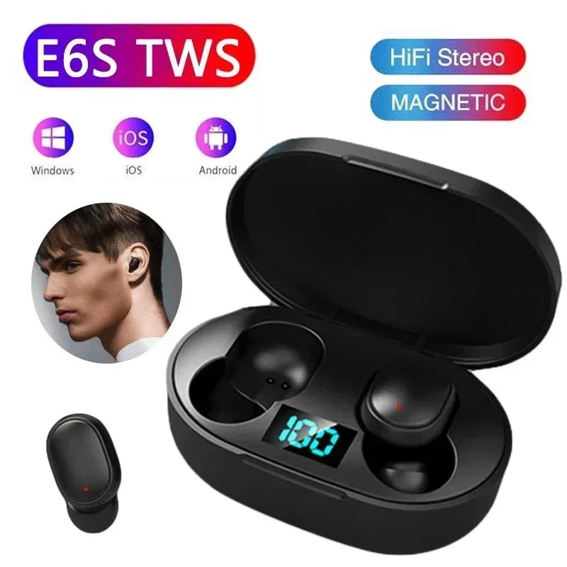 E6S Wireless Bluetooth Earphones TWS Bluetooth Headset Wireless Earbuds Noise Cancelling Earphones with Microphone Headphones Oasis Select