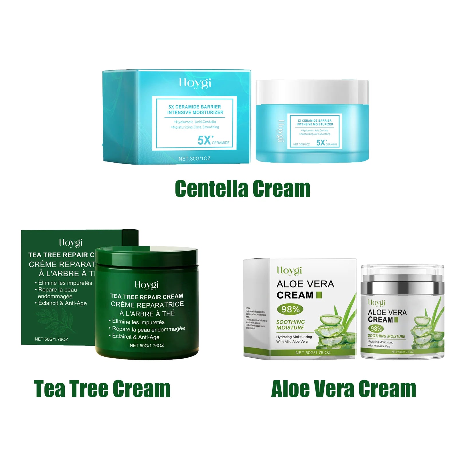 Multi-Action Soothing Repair Cream for Face Tea Tree Cream Centella Ceramide Aloe Vera Moisturizer for Sensitive & Oily Skin Oasis Select