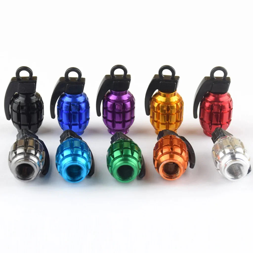 Grenade Tire Valve Caps for Car Motorcycle Bike Aluminum Valve Stem Caps for American Valves Car-styling Parts Accessories Oasis Select