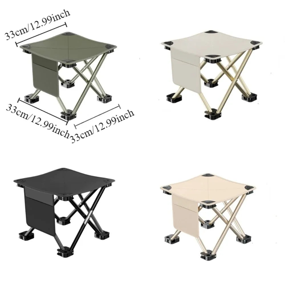 Large Size Folding Camping Stool Ultralight Side Pocket Portable Stool High Load Bearing with Carrying Bag Camping Seat Picnic Oasis Select