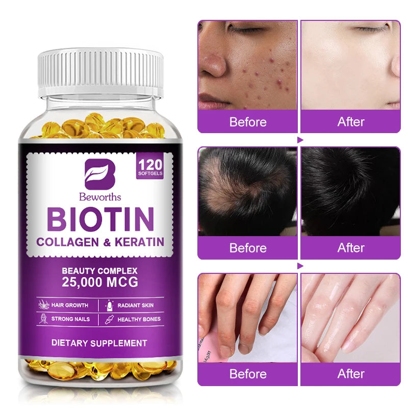 BBEEAAUU Biotin Capsule Biotin for Hair Growth Strong Hair Dry Hair Follicle Repair Skin Hydrolyzed Adult Beauty Care Oasis Select