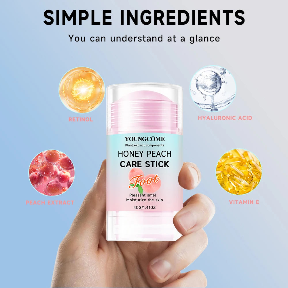 Honey Peach Foot Care Cream - 72H Moisturizing & Crack Repair, Natural Anti-Odor Formula, Portable Heel Balm for Dry/Calloused Oasis Select