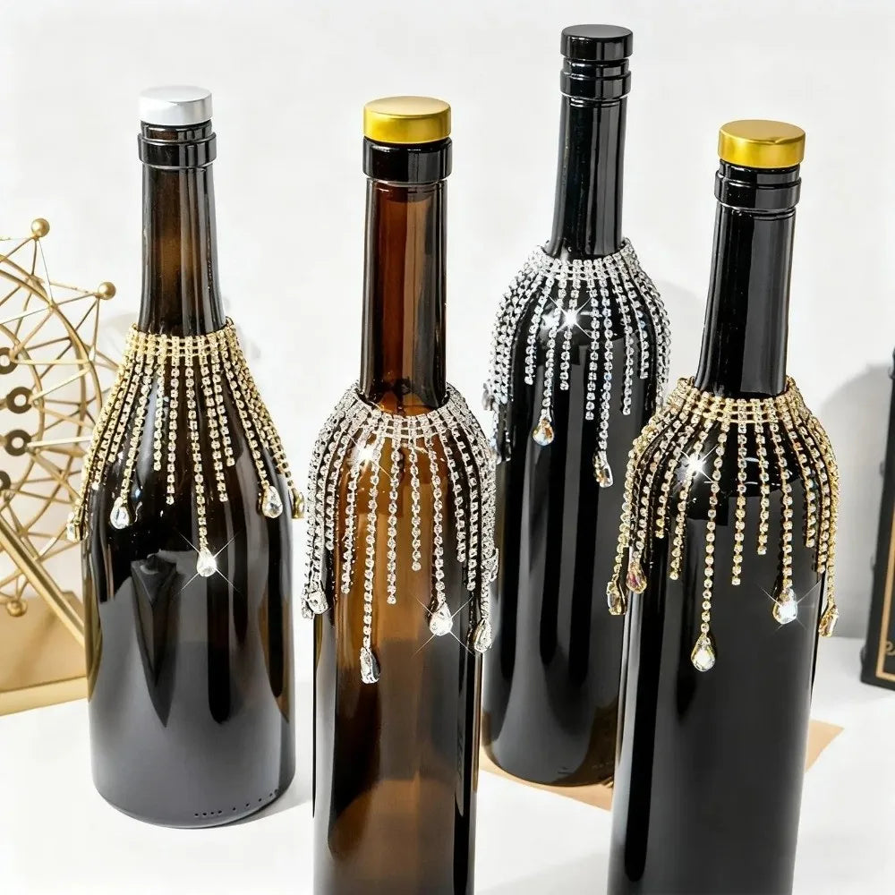 Crystal Rhinestone Fringe Bottle Cover – Elegant Tassel Chain