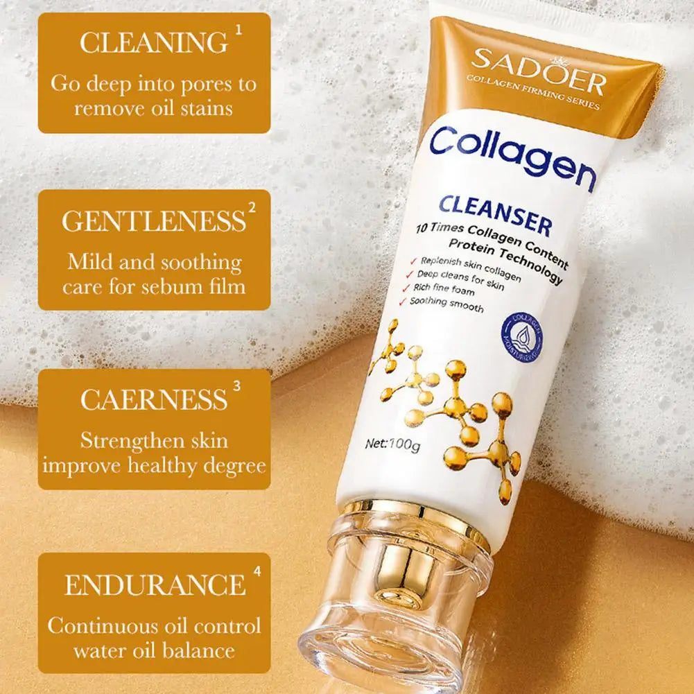 Collagen Cleansing Foam, Gentle Foaming Facial Cleanser With Collagen Face Wash For Deep Cleansing & Hydration Skincare 100g Oasis Select