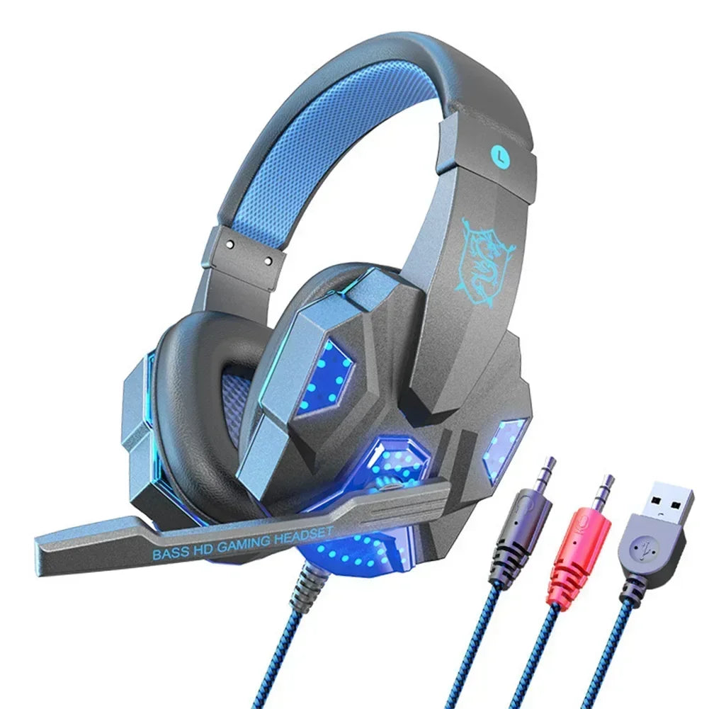 Creative Wired Gaming Headphones High Quality Microphone Led Light Bass Stereo PC Gaming Headset For Computer PS4 PS5 Xbox Oasis Select Gray (Not for PS)