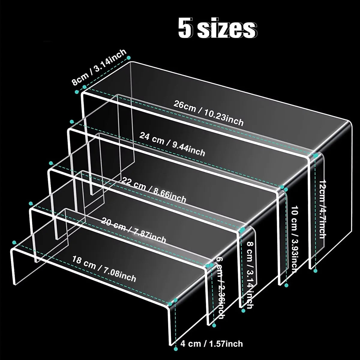 5pcs,Acrylic transparent display rack, multi-function storage rack, cosmetics, perfume, dolls, jewelry sorting rack Oasis Select