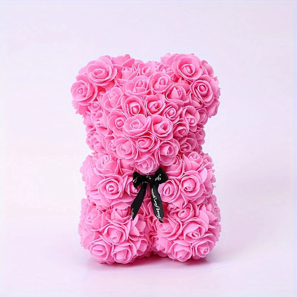 1pc Rose Bear Artificial Foam Flowers Bear Made Of Roses For Valentines Day, Mothers Day, Anniversary, Birthday Gifts Oasis Select