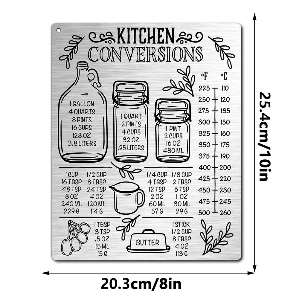 Kitchen Conversion Magnetic Sticker Fridge Mounted Measuring Guide Metal Kitchen Helper for Daily Cooking Use Oasis Select JSTY493