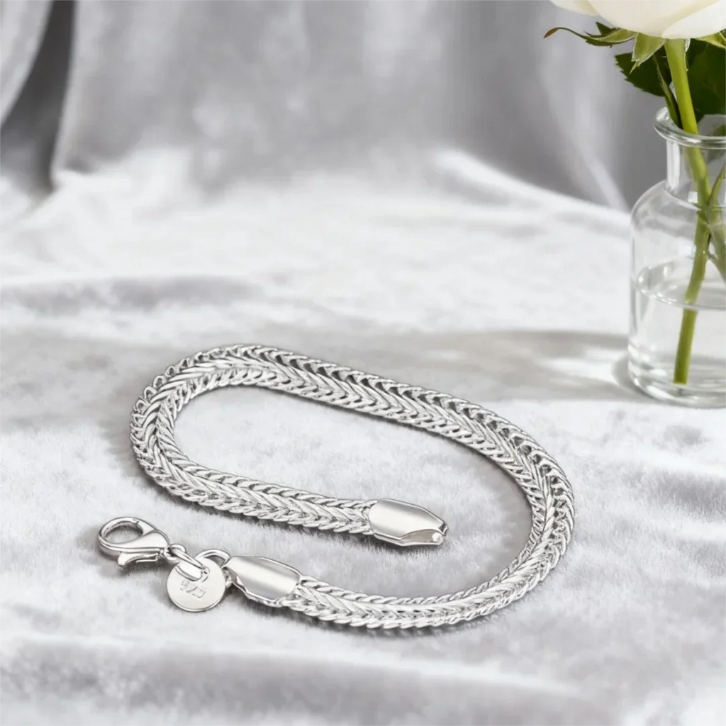 New Luxury 925 Sterling Silvery Classic 6MM Flat Snake Chain Bracelet for Women Lady Men Wedding Party Gifts Designer Jewelry Oasis Select