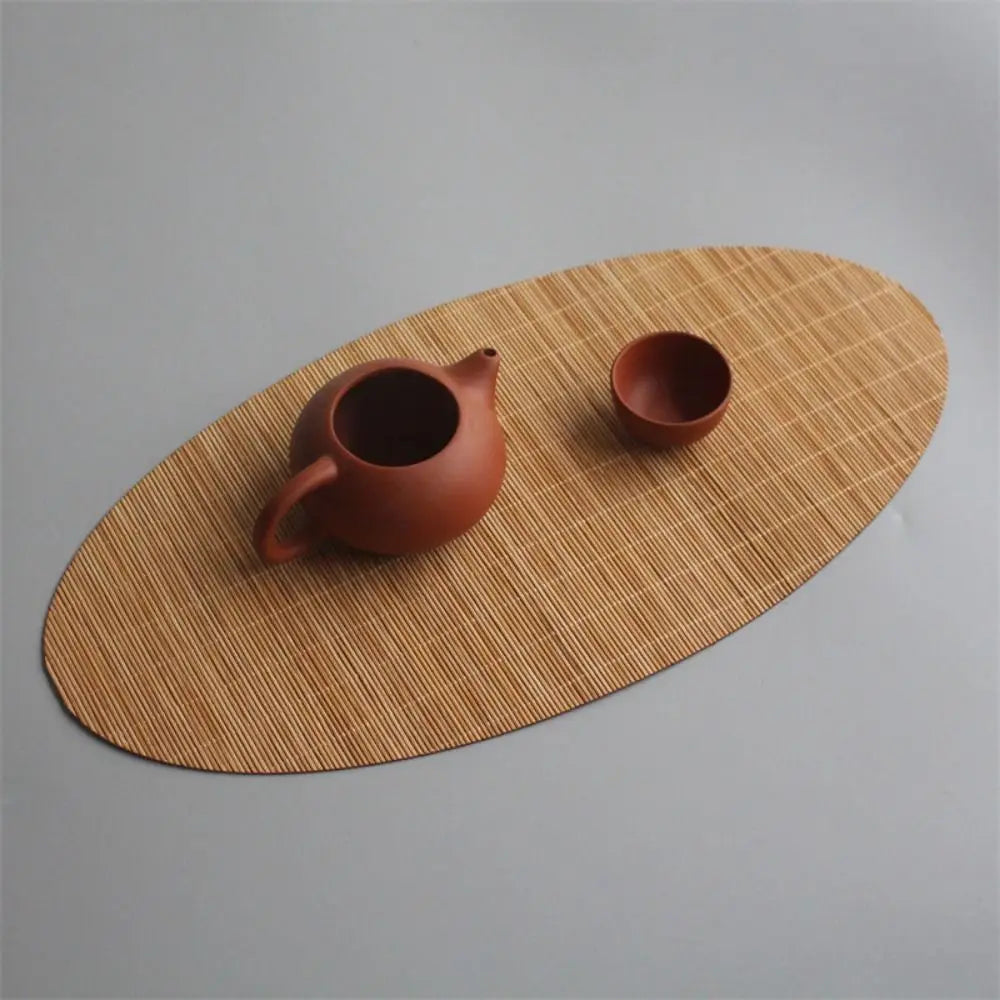 Multicolor Bamboo Tea Mat Heat Insulation Anti Scalding Hand-woven Tea Mat Multi-shape Zen Tea Mat Tea Ceremony Supplies Oasis Select