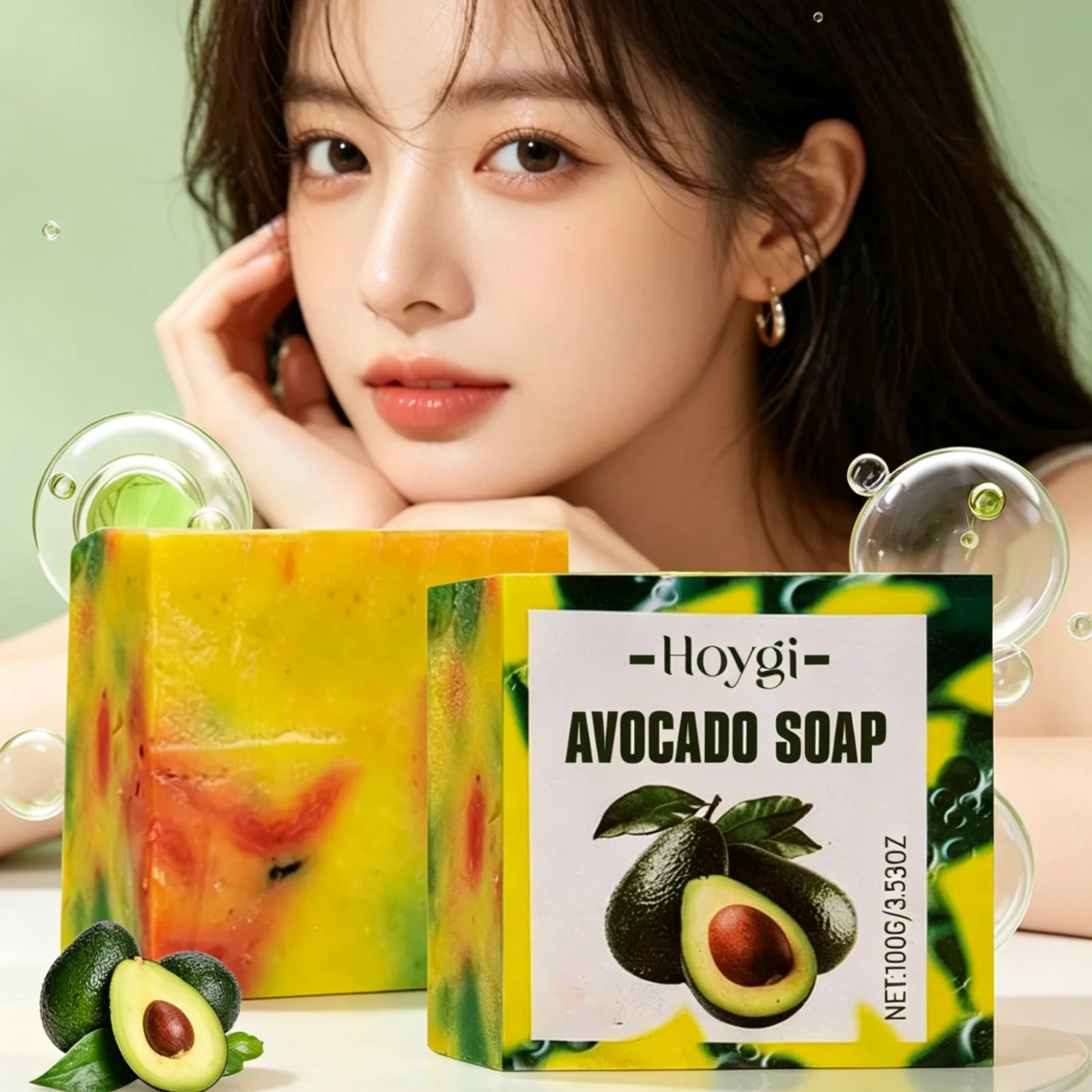 Hoygi Avocado Soap Even Skin Tone Brightening Skin Nourishing Moisture Lock Softening Skin Repairing Natural Handmade Soap 100g Oasis Select
