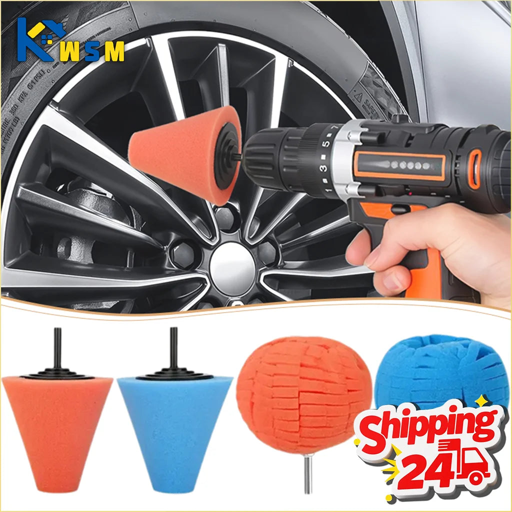 1-4PCS Car Hub Polishing Sponge Grinding Head Conical Sponge Wheel Buffer for Metal Plastic Automotive Wheel Detail Tool Oasis Select