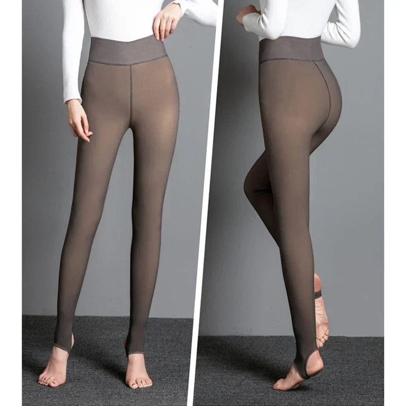 Thermal Stockings Woman Fleece Tights Sexy Winter Warm Pantyhose Translucent Slim Thicken Tights Elastic Velvet Pantyhose Female Oasis Select
