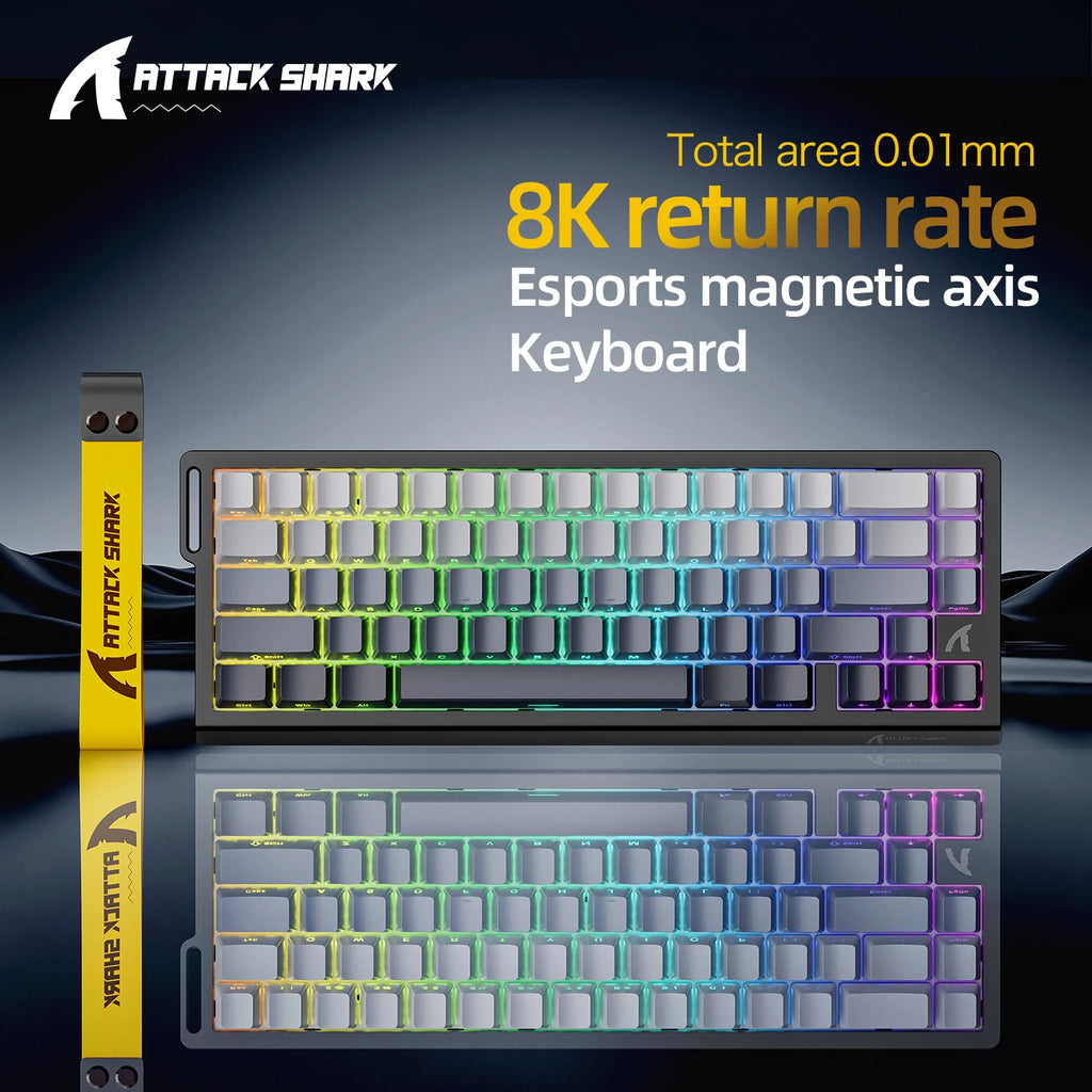 Attack Shark X68HE Magnetic Switch Keyboard | 0.01mm Precision, 0.125ms Low Latency, 8KHz Polling & RGB Customization for Esport Oasis Select