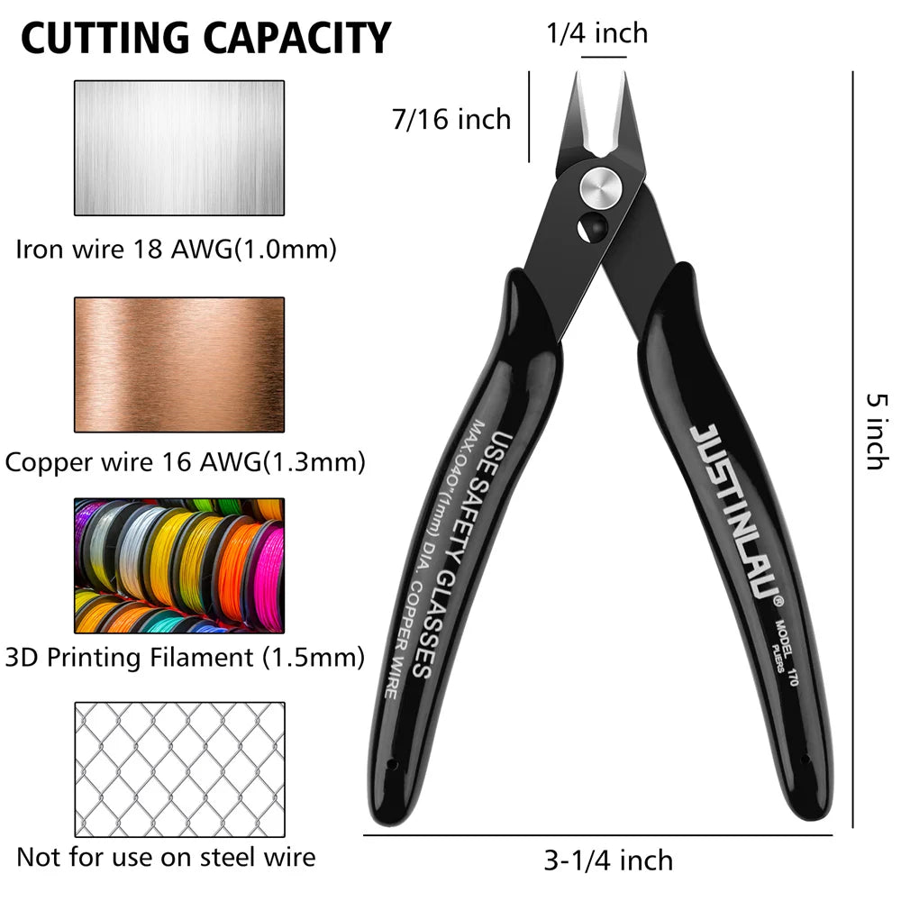 2Pcs Mini Nose Cutting Plier Electrical Wire Cable Cutter Metal Side Snips Flush Pliers Convenient Durable Tool Oasis Select