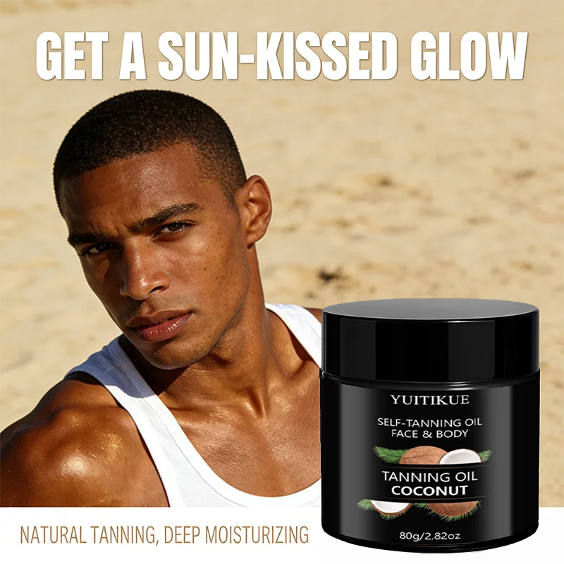 YUITIKUE Coconut Self-Tanning Oil - Natural Sun-Kissed Glow, Deep Moisturizing Face & Body Tanning Cream 80g Oasis Select