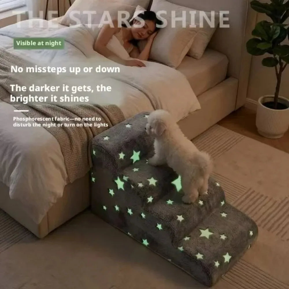 Noctilucent Pet Steps Foam Dogs Secure 2/3/4 Stairs Ramps Non-Slip Pet Star Steps for Protect Older Dogs Pet Sofa Bed Ladde Gift Oasis Select