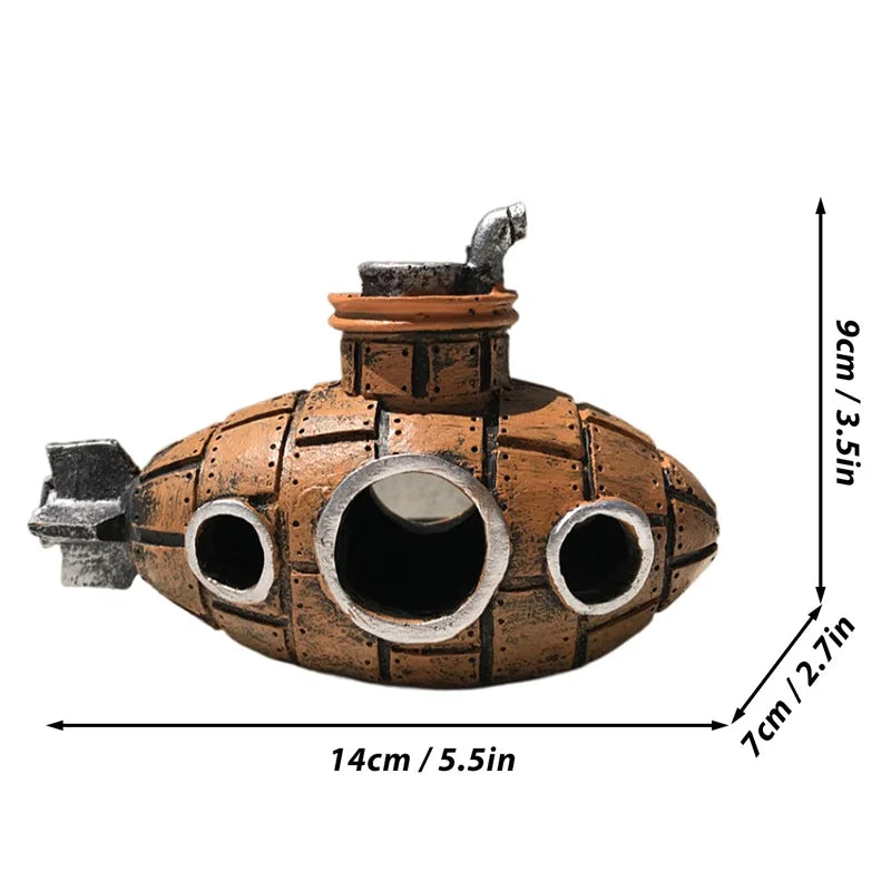 Resin Submarine Aquarium Decoration Fish Shrimp Shelter Hideout Cave Aquatic Ornament Fish Tank Landscaping Background Accessori Oasis Select