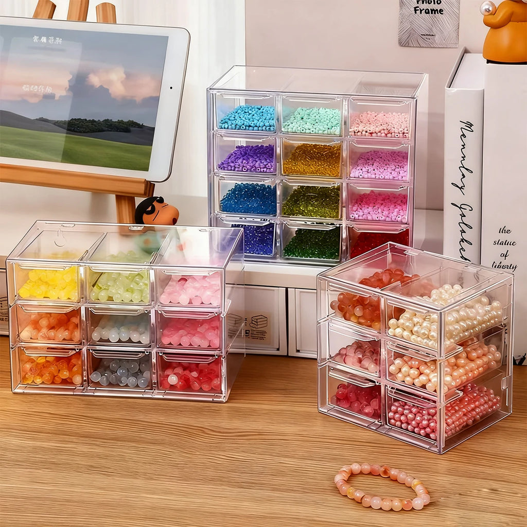1pc drawer style 6-grid/9-grid/12 grid bracelet jewelry storage box desktop jewelry stationery lipstick dustproof storage box Oasis Select