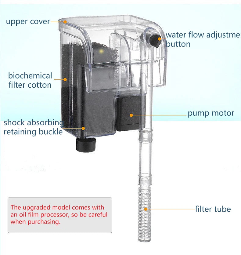 External Aquarium Fish Tank Filter Waterfall Filter Pure Water Pump Hanging Fish Tank Wall-mounted Water Aquarium Accessories Oasis Select