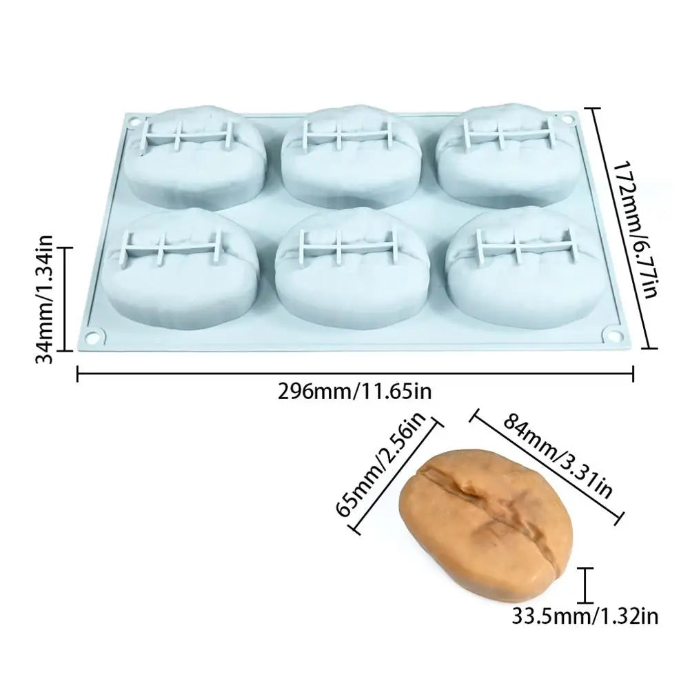 6 Cavity Nut Shaped Silicone Mold 3D Simulation Almond Pistachio Pecan Coffee Bean Mould Baking Tool for DIY Mousse Cake Pudding Oasis Select Coffee Bean