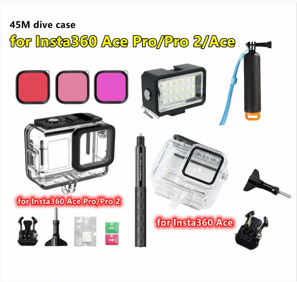 Waterproof Housing for Insta360 Ace Pro 2 – 60M Dive Kit