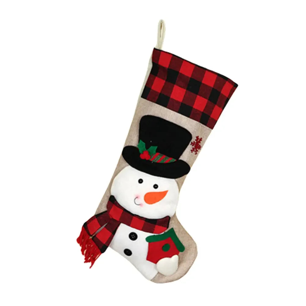 3D Plush Designs Christmas Stocking Charming Holiday Characters Spacious Capacity For Kids Christmas Stocking For Kids Oasis Select snowman China Mainland