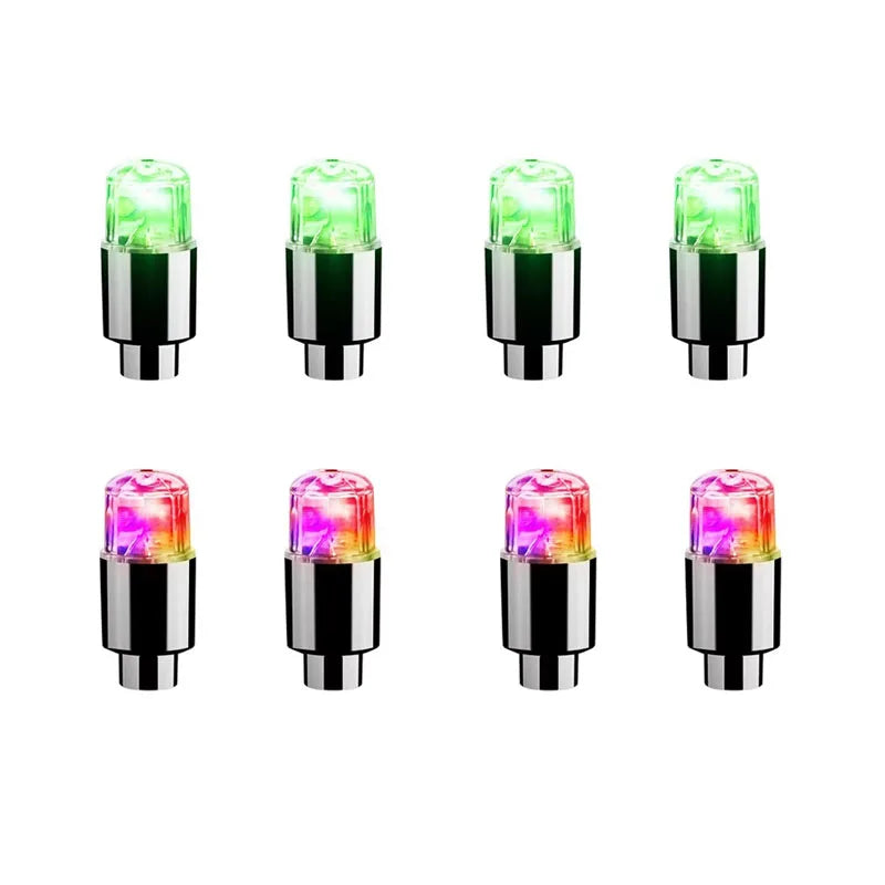2/4/6/8Pcs Car Light Bicycle LED Tire Lights Universal Car Neon Lamp Valve Cover Lights Tire Colorful Flashing Bulb Decoration Oasis Select 8pcs mix 3