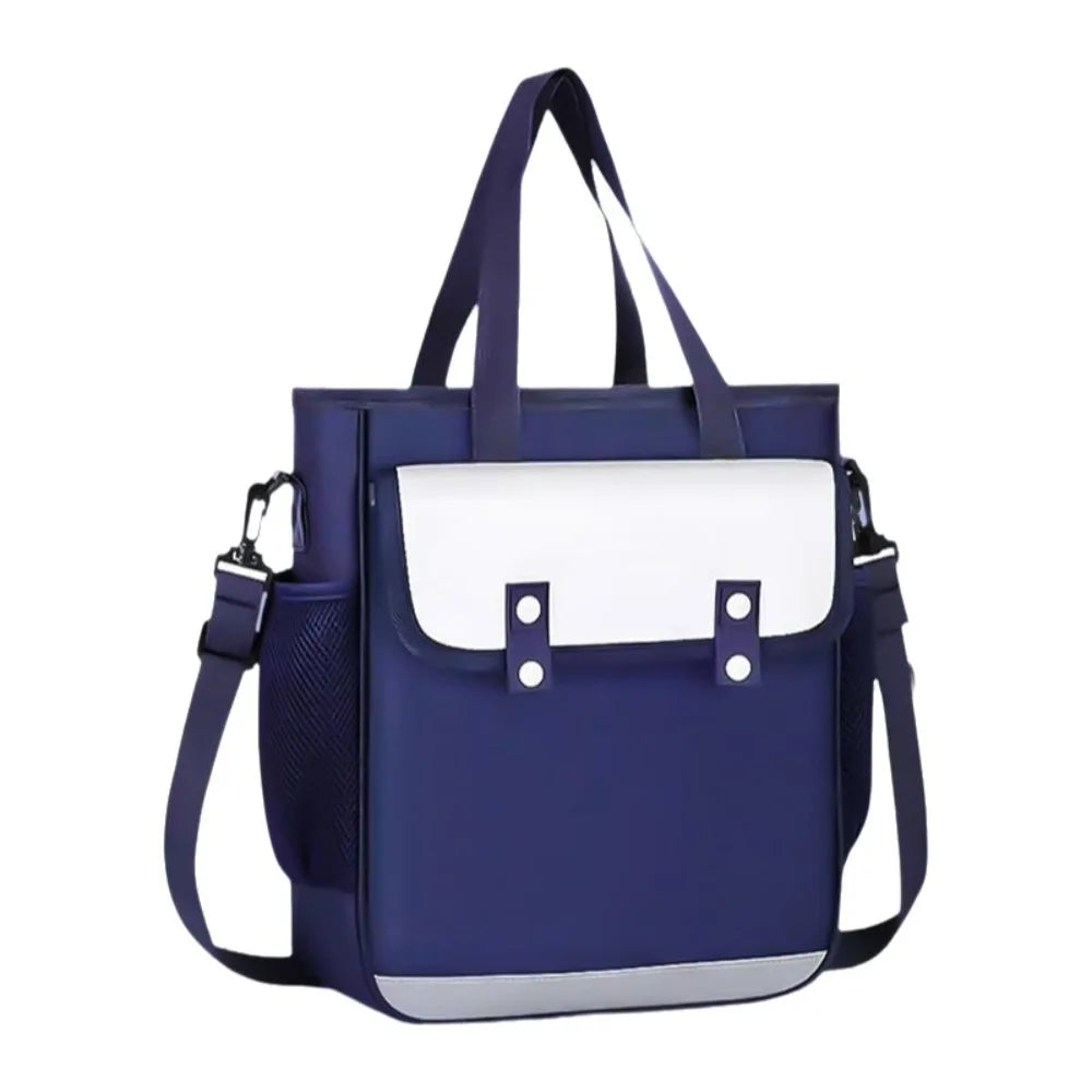 Large Capacity 4-in-1 Canvas Knapsack Waterproof Zipper Student Book Shoulder Bag Lightweight Multifunctional Oasis Select Blue