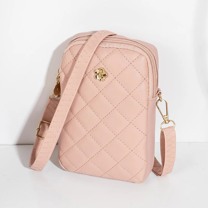 Embroidery Mobile Phone Bags Women Fashion Shoulder Bag Female Mini Crossbody Messenger Bags PU Leather Clutch Wallet Pouch Oasis Select