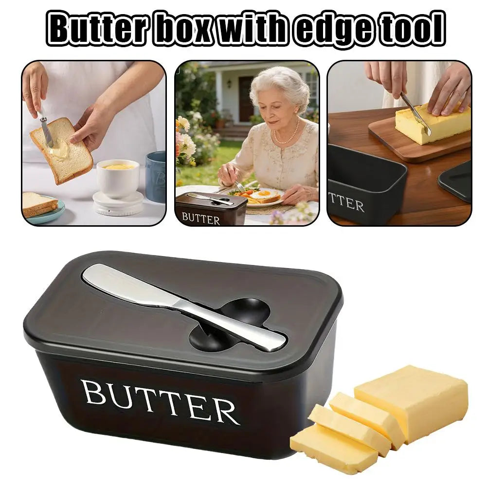 Sealed Butter Cheese Storage Box Integrated Cutter Design, Food Grade Safe PP Moisture-proof Fridge Organizer For Home Kitchen Oasis Select