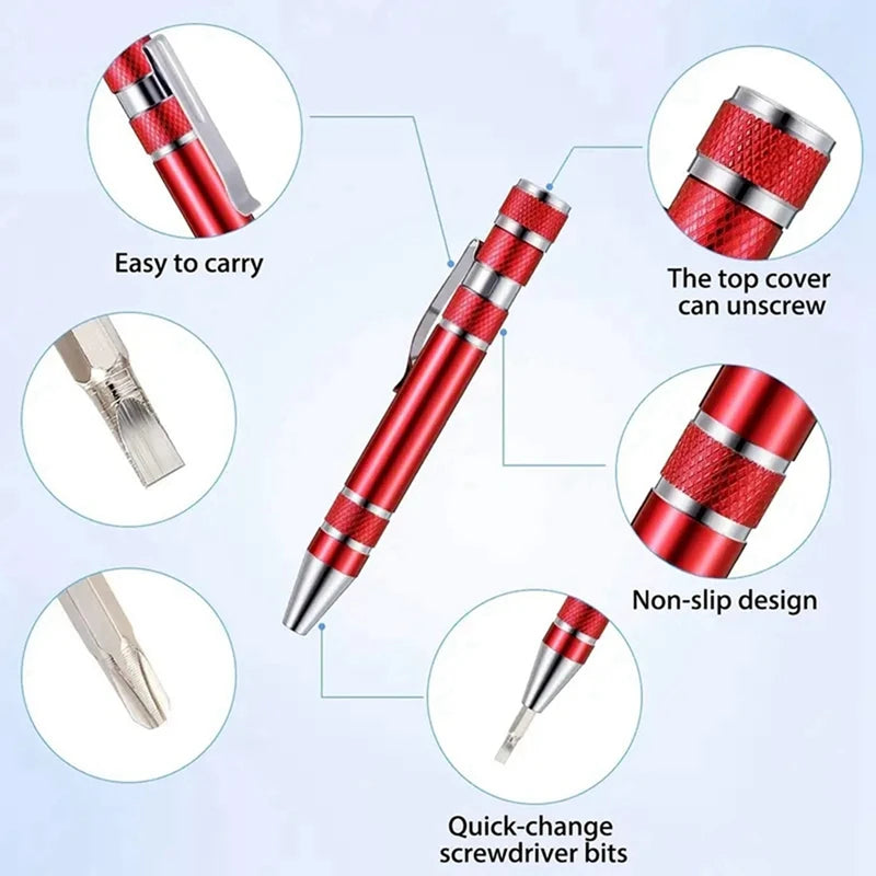 WISH 5Pcs Pen Screwdriver Set Aluminum Alloy Pen Type Hand Screw Screwdriver Oasis Select
