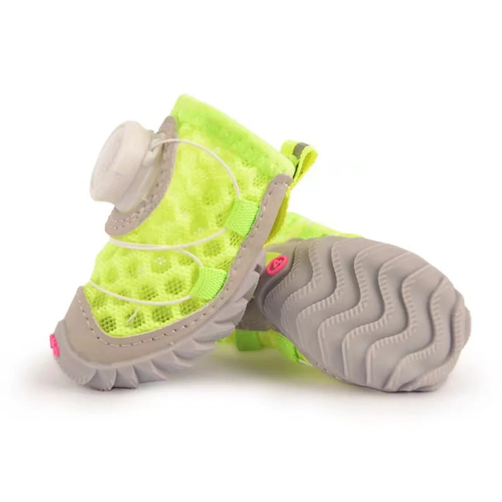 4-Pack Breathable Mesh Dog Shoes | Reflective Adjustable Boots Dog Shoes & Boots Oasis Select Green size 3