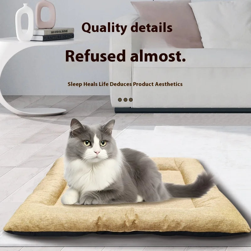 Square Dog Bed, All-season Pet Bed, Cat Bed, Summer Cotton and Linen Breathable Pet Mat Oasis Select