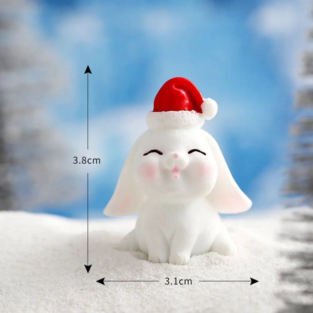 Snowman Bunny Resin Figurine | Micro Landscape Christmas Ornament