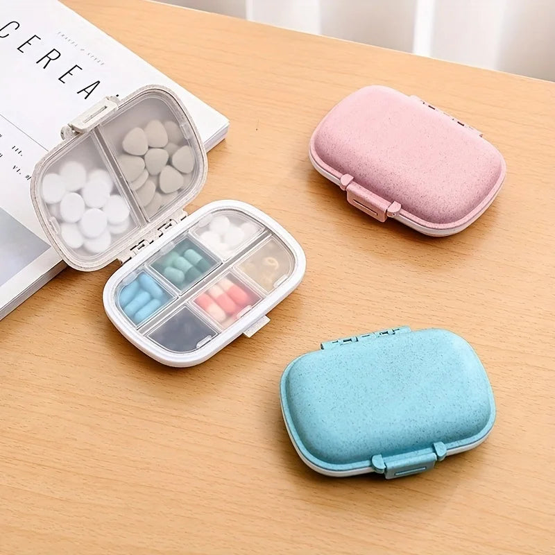 8 Grids Pill Box With Seal Ring Small Box For Tablets Wheat Organizer Container For Tablets Straw Container For MedicinesTravel Oasis Select