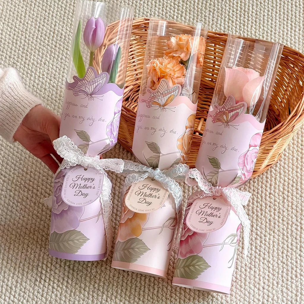 10PCS Rose Flower Bouquet Packaging Bags Flower Wrapping Bags for Mother's Day Wedding Birthday Party Gift Decoration Oasis Select