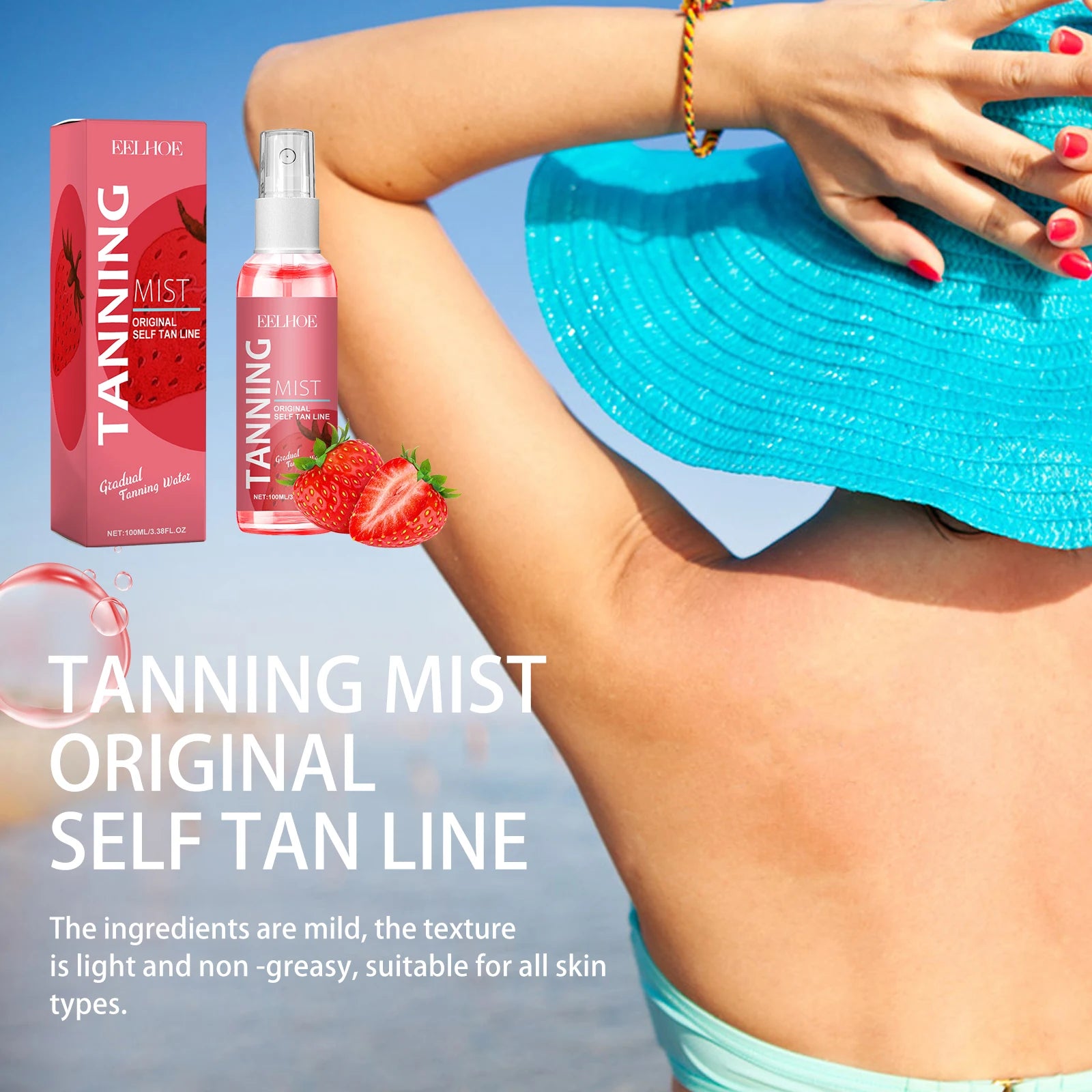 Eelhoe Strawberry Sunless Tanning Spray – Bronze Glow 100ml