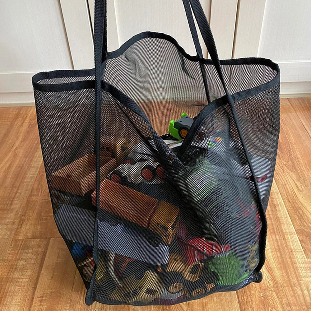 Large Mesh Beach Bag with Zipper – Pool Tote for Family & Toys
